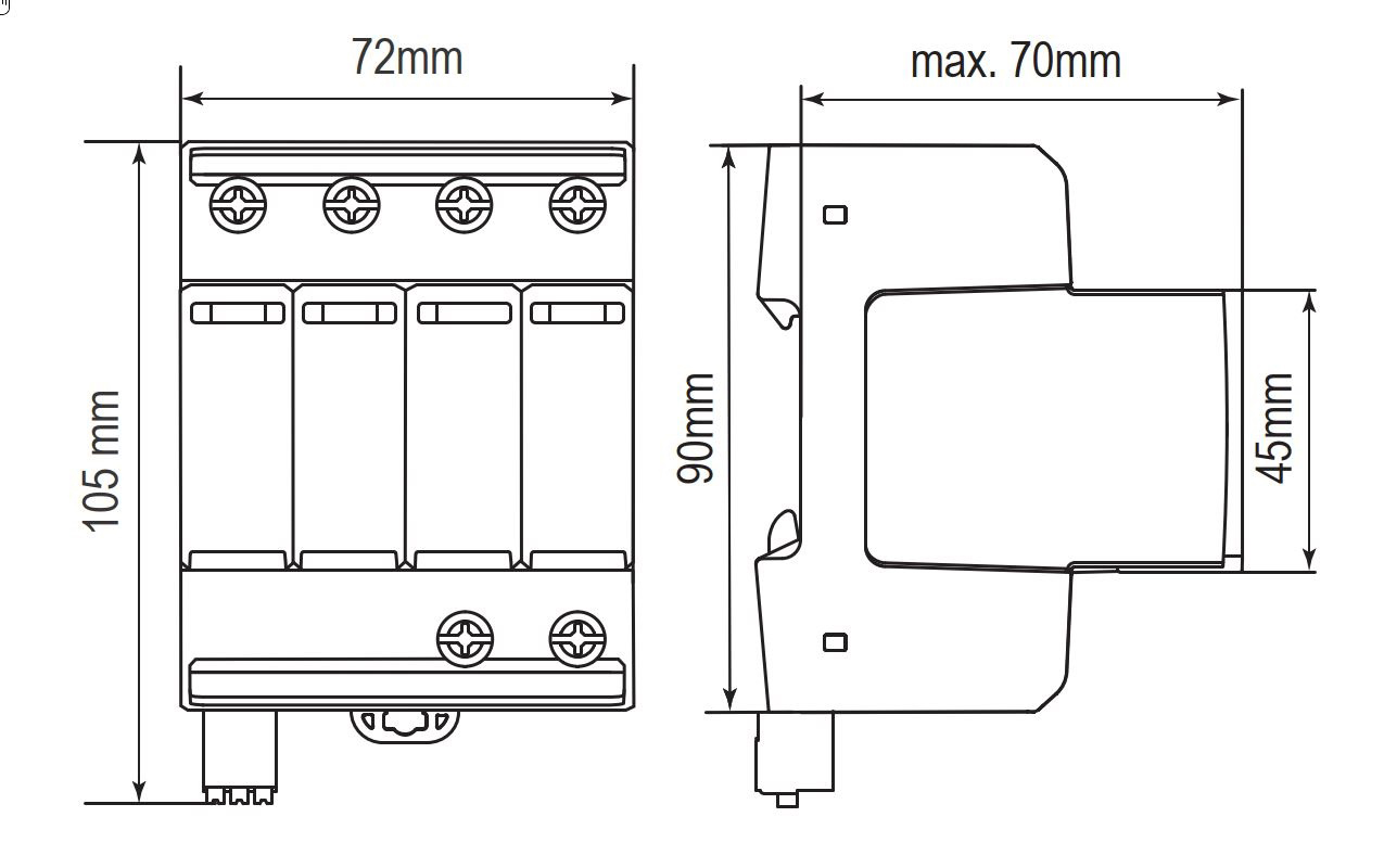 Überspannungsableiter Netzform-TN-S/TT 240VAC 1,65kV Mit Fernmeldekontakt 4TE