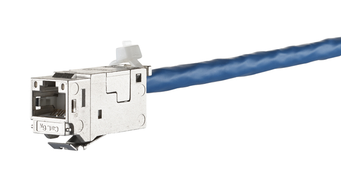 Modular-Buchse Cat6A RJ45 22-26AWG Litze Feldkonf Schirm massiv f.Rundkabel