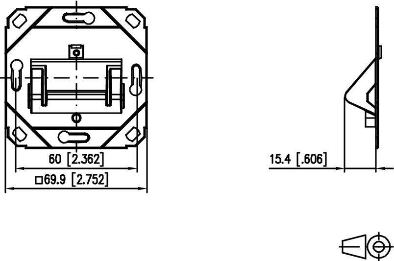 Modulaufnahme 2f Kanaleinb schräg m.Staubschutz