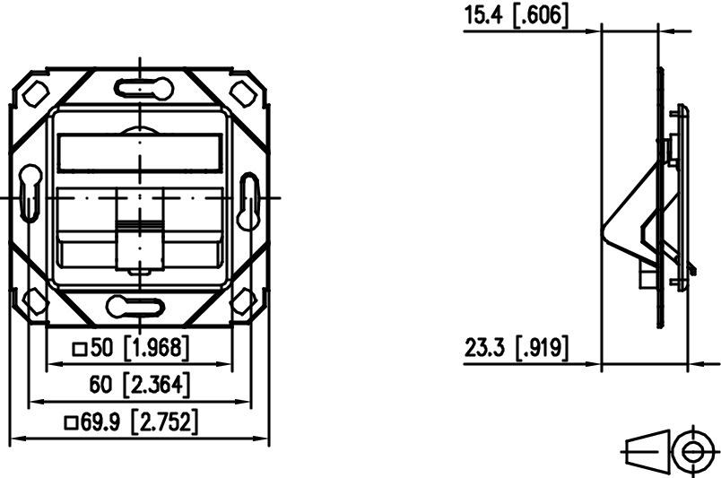 Modulaufnahme rws 1f Kanaleinb schräg RAL9010 m.Staubschutz