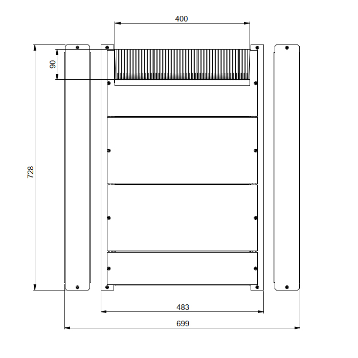 Bodenblech x800x800mm Metall sw RAL9005