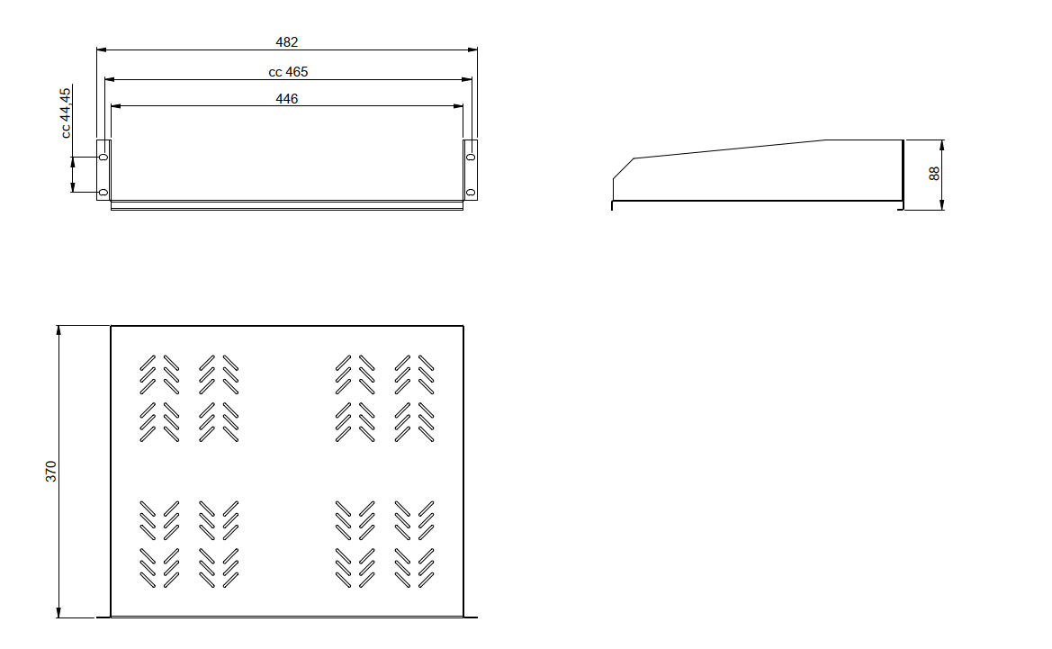 Fachboden 88x445x370mm Metall sw RAL9005