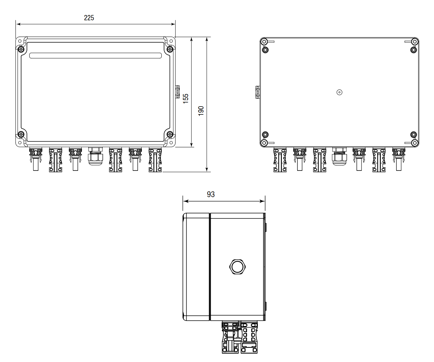 DC-Stringbox 3f 1100V/mess Verschr IP67 225x190x93mm