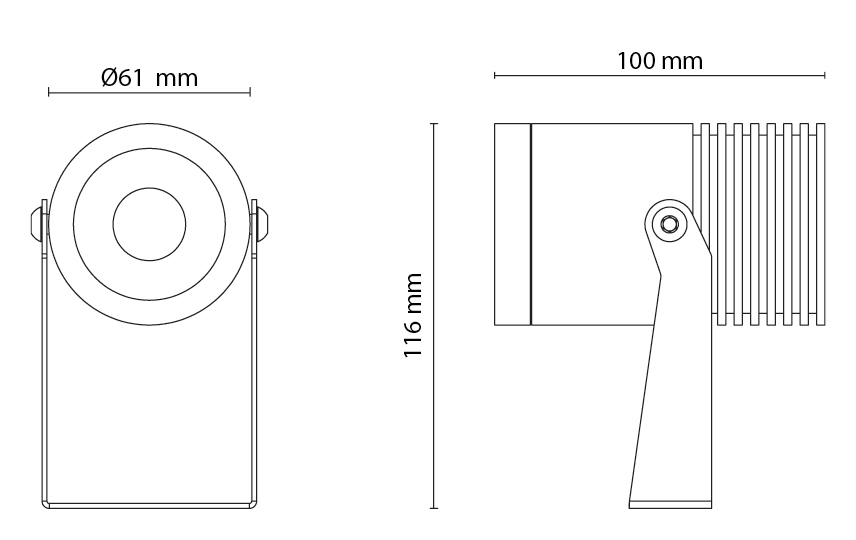 LED-Anbaustrahler 8W 3000K 550lm Konv mt graphit 1LED Alu IP67 RF:hochglänzend