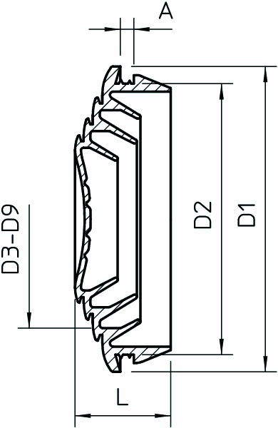 Kabeleinsteckstutzen IP20 Ø32mm 0-27mm or abschneid