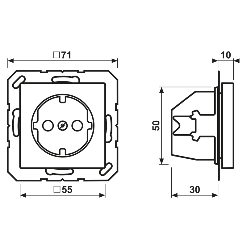 Steckdose 1f alu glz A UP IP20