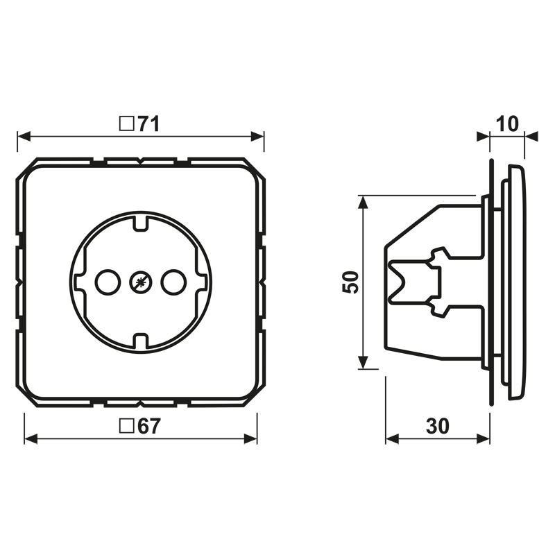 Steckdose 1f ws glz CD UP IP20