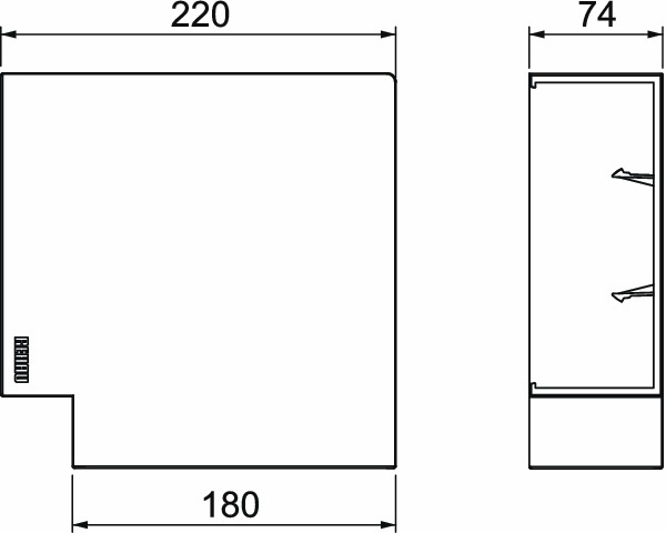 Flachwinkel GEB-K HFT SIGNA BASE rws hfr 70x170mm Kst unbeh RAL9010