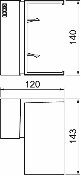 Inneneck GEB-K Kst HFT SIGNA BASE unbeh 130x70mm rws hfr RAL9010