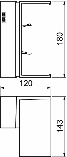 Inneneck GEB-K Kst HFT SIGNA BASE unbeh 170x70mm rws hfr RAL9010