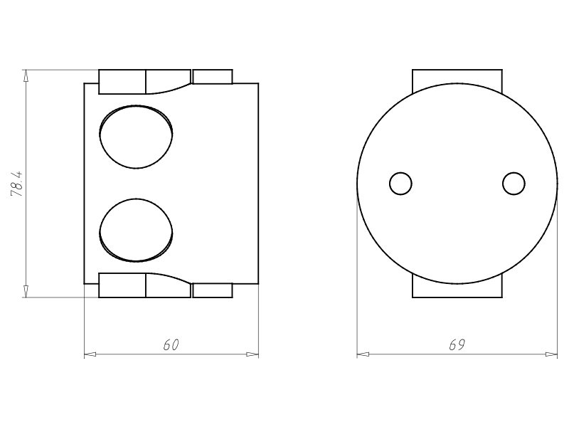 Schallschutzdose UP Ø60x60mm Kst IP2X Ger/VerbDose/kast rnd