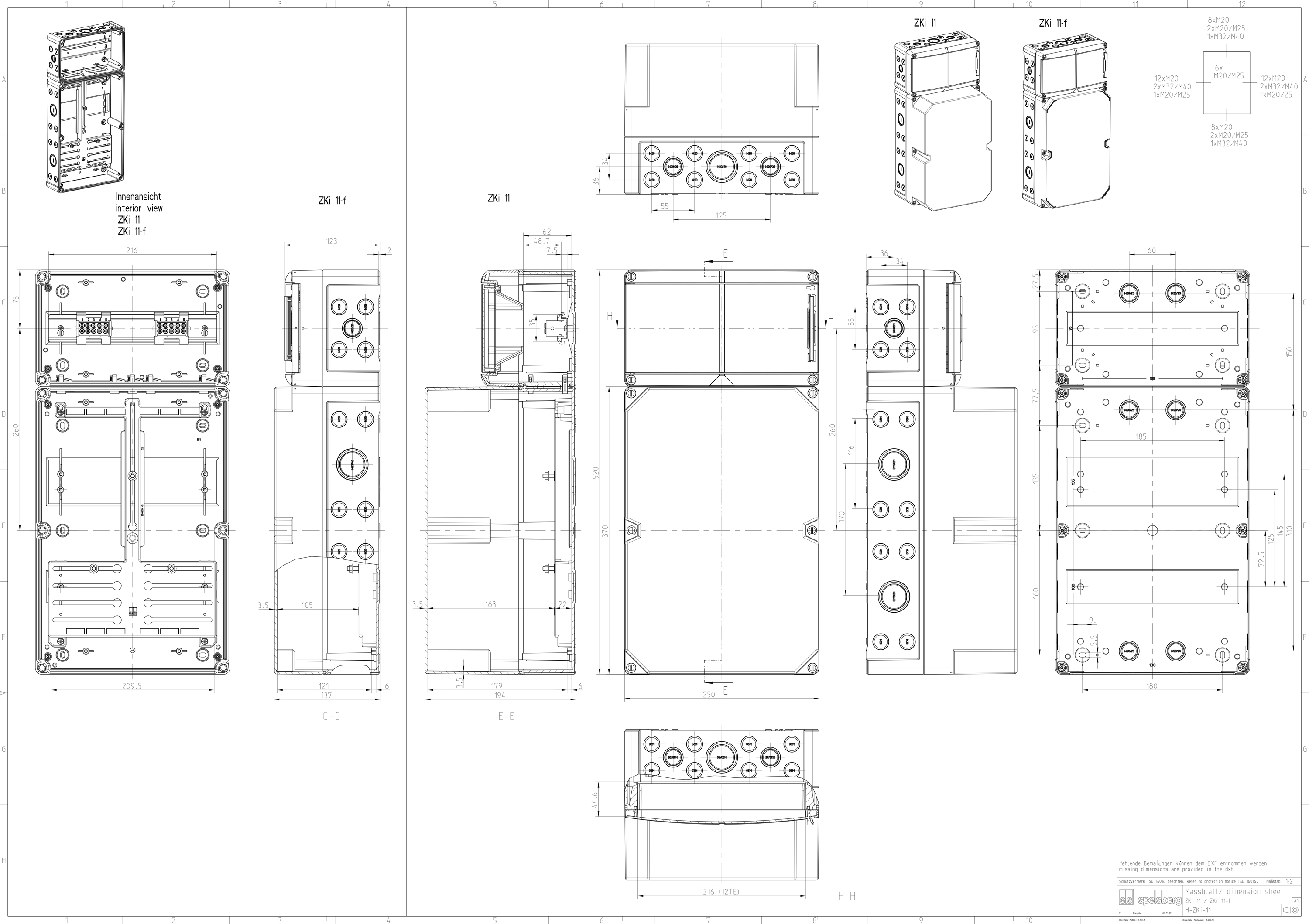 Zählergehäuse Aufb IP54 Kst 250x520x137mm ET80mm