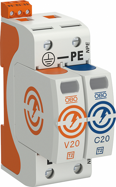 Überspannungsableiter Netzform-/TN-S/TT 230VAC 1,3kV Mit Fernmeldekontakt 2TE