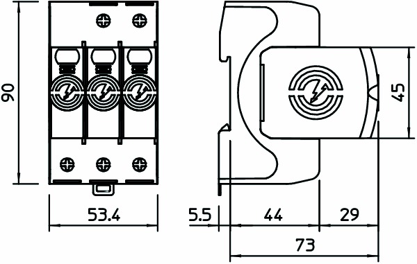 Kombi-Ableiter TS35 3p TN TN-C TN-C-S TN-S Hutschiene TH35 Netzform TN 230VAC