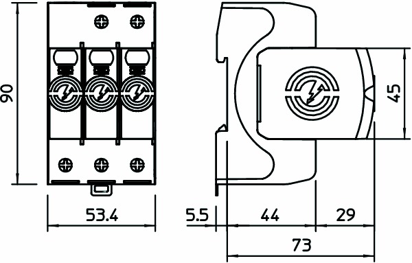 Überspannungsableiter TN/TN-CNetzform-/TN-S Netzform-TN/TN-C/TN-C-S/TN-S 230VAC 3TE