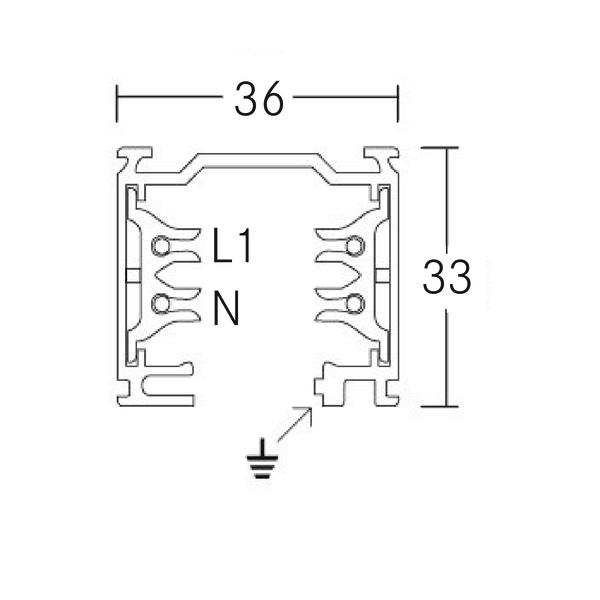 Stromschiene 3ph 4000mm sw 230V Alu 36x33mm rechteck