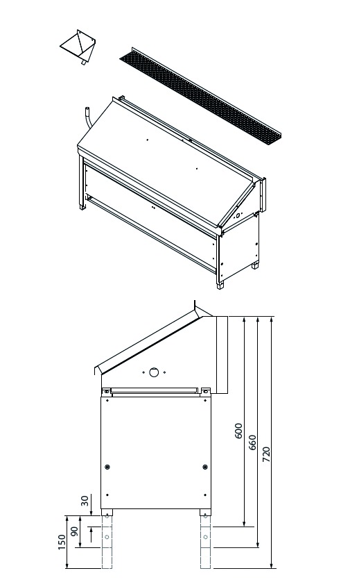 Saunaofen Stand 9kW 1160x650x380mm