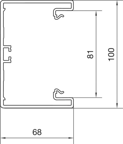 Geräteeinbaukanal Kst 100x68mm lgr GEB-K RAL7035 unbeh 5750qmm 2000mm