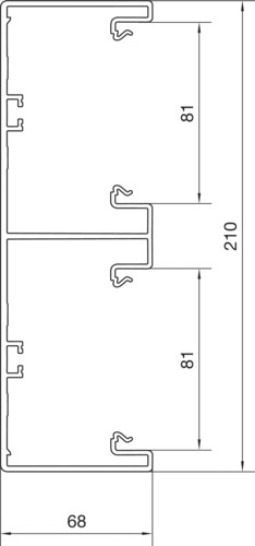 Geräteeinbaukanal Kst 210x68mm lgr GEB-K RAL7035 unbeh 12480qmm 2000mm