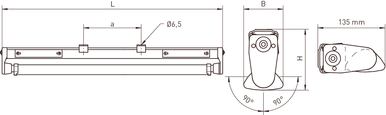 LED-Anbauleuchte MAGNON 48W 4000K 5800lm ws Konv IP65 1555x80x123mm