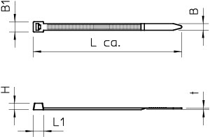 Kabelbinder L100mm ws 2,5x1,1mm hfr PA Polyamid (PA) -30-90°C KstZunge/Nase