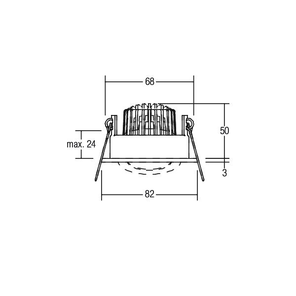 LED-Einbaustrahler 6W 3000K 650lm Konv alu mt 1LED IP65 RF:hochglänzend