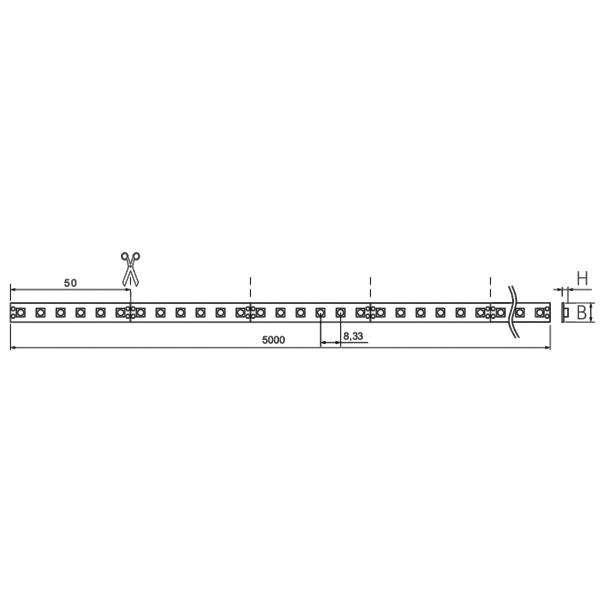 LED-Lichtband 9,6W/m ws 3000K 120Stk/m IP00 LED nicht austauschbar 50mm DC 24V