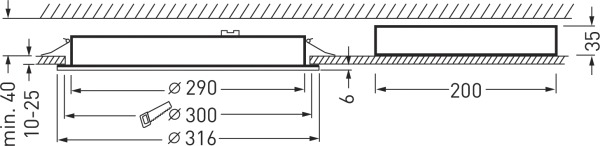 LED-Einbaustrahler 24W 4000K 3100lm Konv ws mt 1LED Alu IP54 Ø/EB300mm