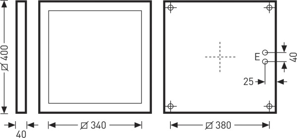 LED-Glasleuchte 25W 4000K 1650lm anth Konv IP65 400x400x40mm