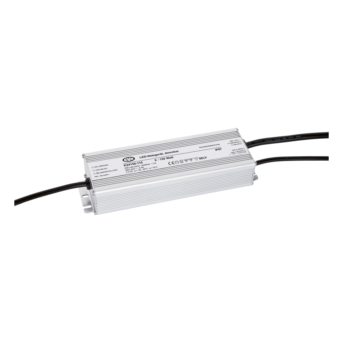 LED-Steuerung 0,1-150W 24V IP67 1-10V Metallgeh Dimmung 1-10 V dyn 223x70x41mm