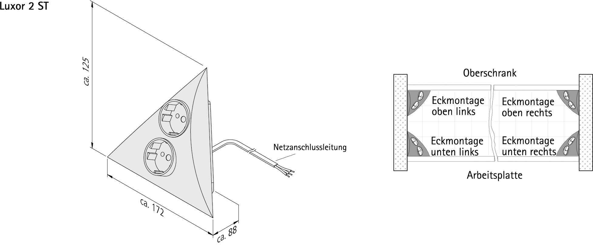 Netzanschlussleitung 2m 2x0,75qmm 2,5A ws IP20 Aderendh 70°C