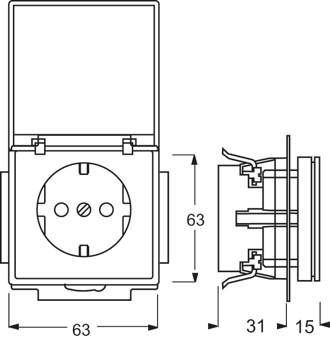 Steckdose 1f std-ws mt UP Klappd IP20