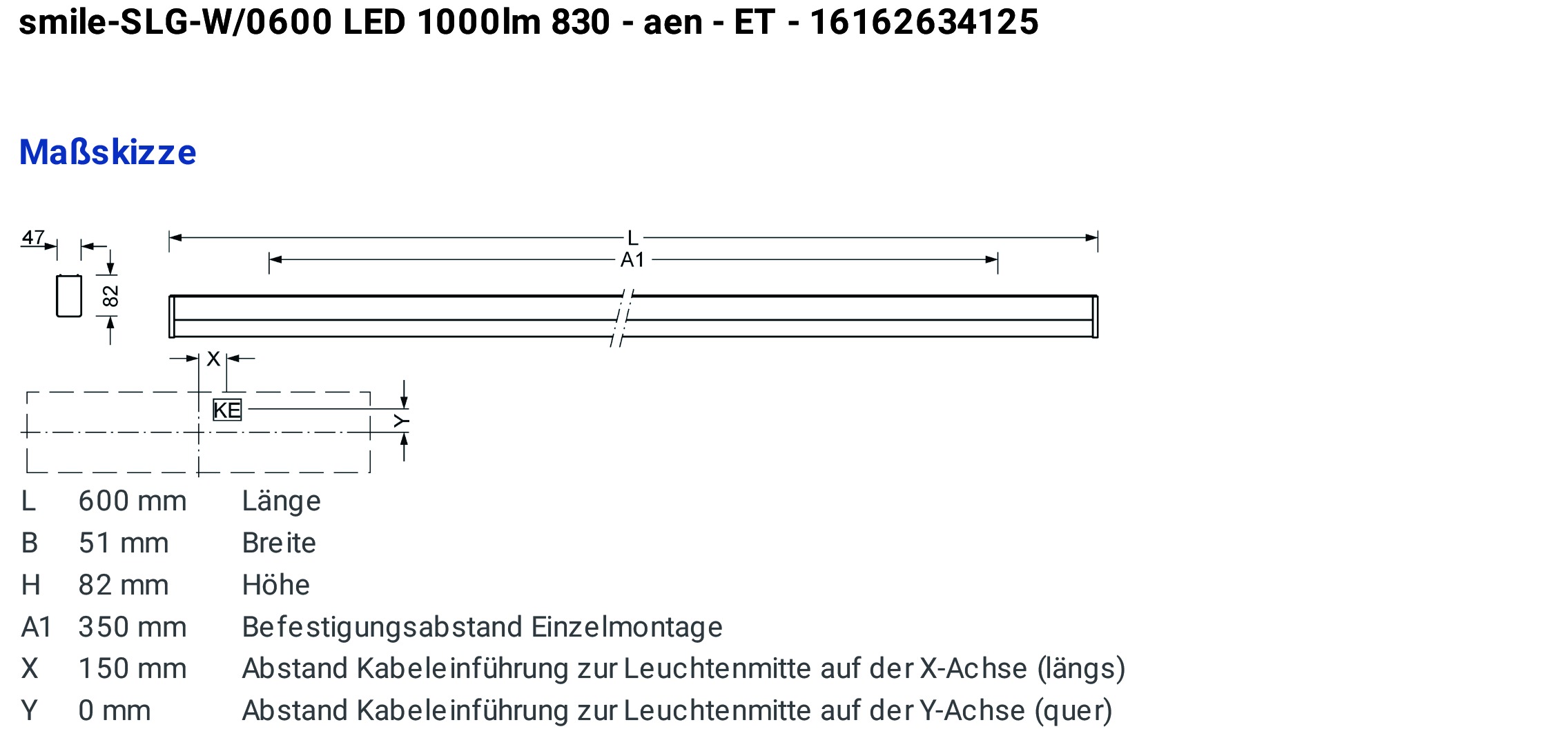 LED-Möbelleuchte 9W 3000K 1041lm alu Konv IP44 600x51x82mm