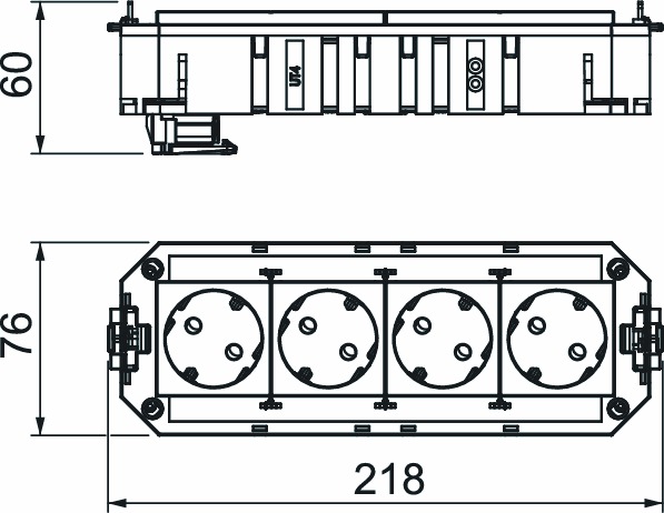 Gerätebecher bestückt 2x2f 218mm 2,5mm