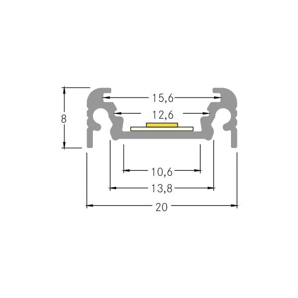 Anbauprofil ws Alu 2000x20x8mm