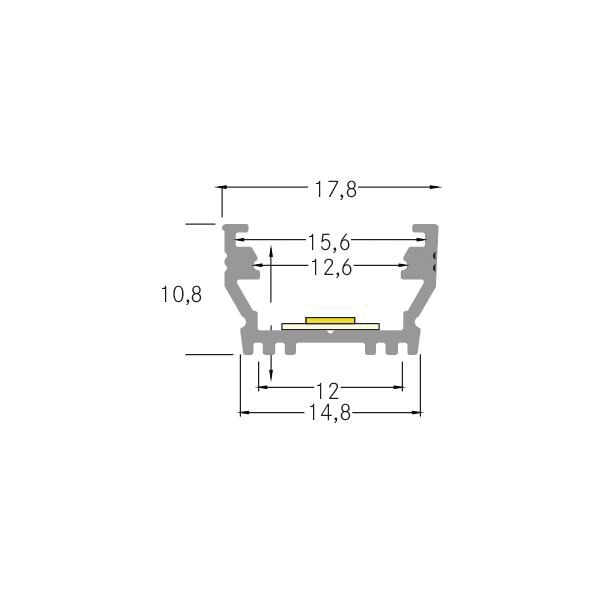 Anbauprofil alu Alu 2000x17,8x10,8mm