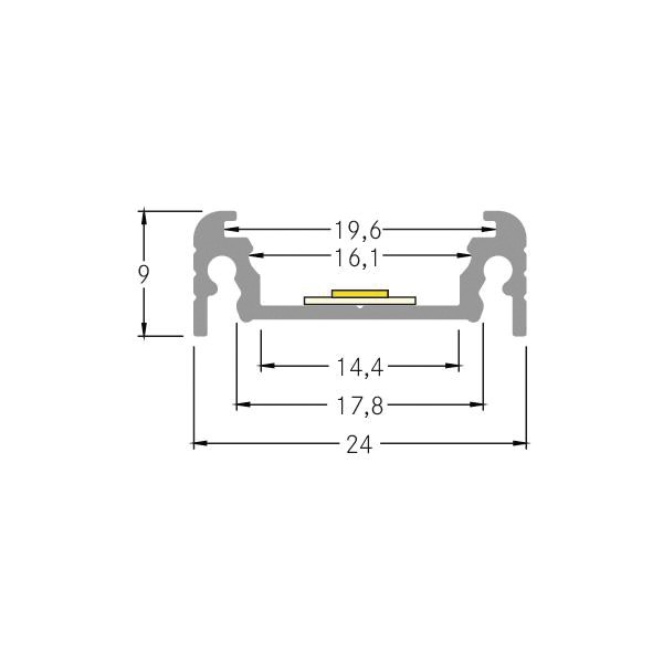 Anbauprofil ws Alu 2000x24x9mm