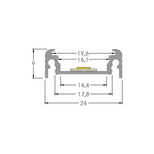 Anbauprofil si Alu 2000x24x9mm