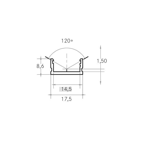 Anbauprofil alu Alu 2000x17,5x8,6mm