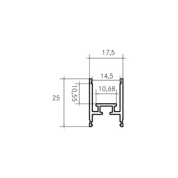 Pendelprofil alu Alu 2000x25x17,5mm