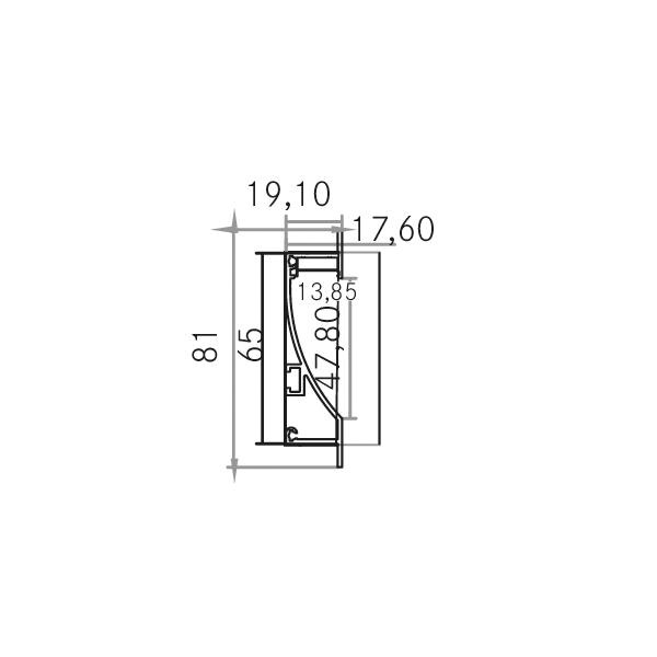 Aufbauprofil alu Alu 2000x81x19,1mm