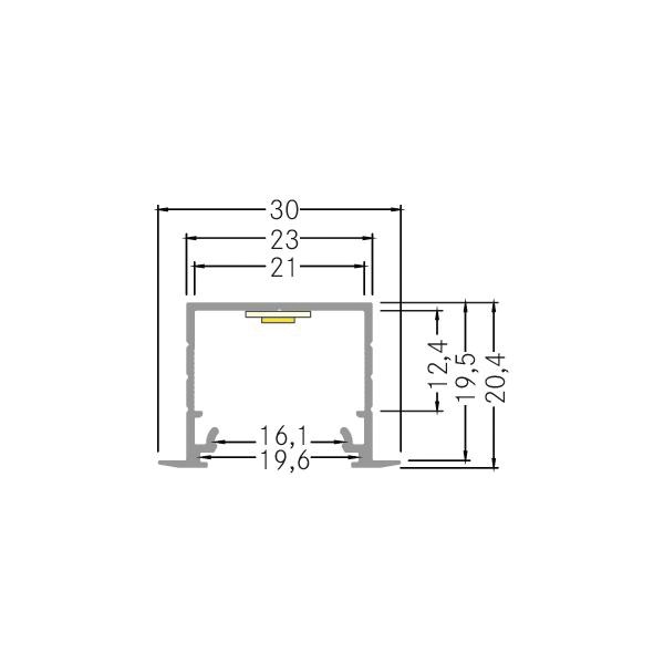 Einbauprofil ws Alu 2000x30x20,4mm