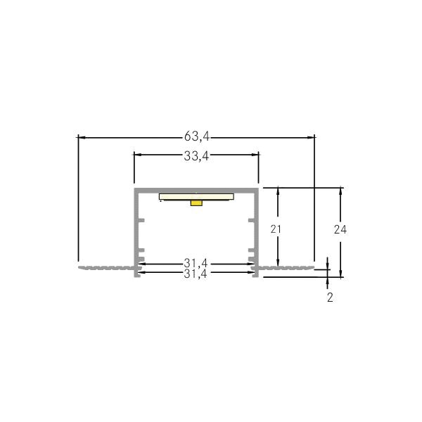 Einbauprofil ws Alu 2000x63,4x24mm