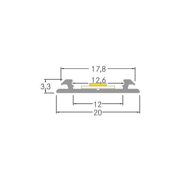 Anbauprofil ws Alu 2000x20x3,3mm