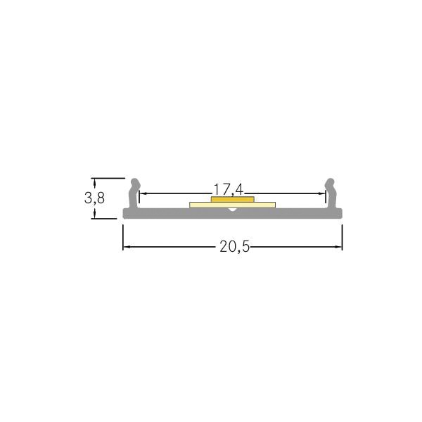 Anbauprofil ws Alu 2000x20,5x3,8mm