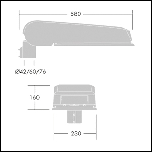 LED-Straßenleuchte 50W CiviTEQ Aufs/Ans 60mm 3000K 7463lm anth EVG Alu Gl_tr II