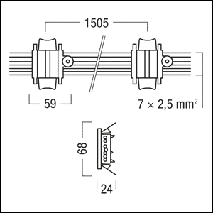 Durchgangsverdrahtung TRINOS mehrf 7x2,5qmm 40000mm