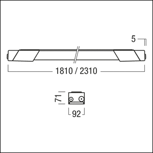 Tragschiene Lichtband 1-l TRINOS IP65 ws 1-längig L&#x3D;1820mm