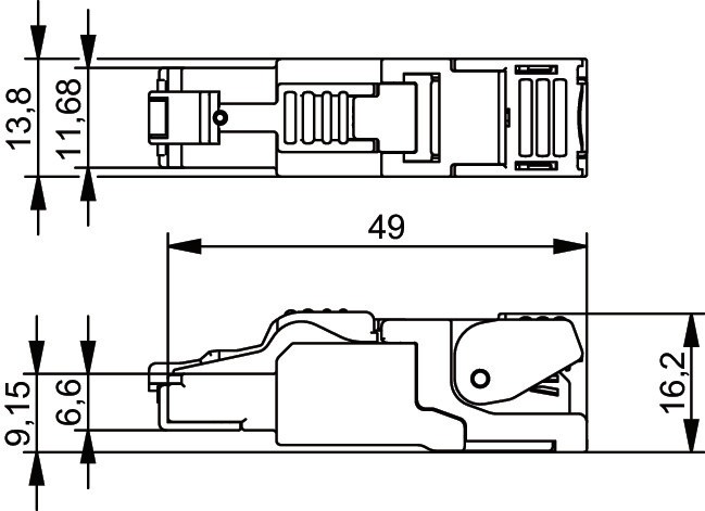 Modular-Stecker Cat6A RJ45 22-27AWG Feldkonf Schirm Litze massiv