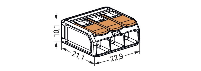 Steckklemme 3f 450V 41A Serie 221 0,5-6qmm m.BetätiHebel f.Massivleiter